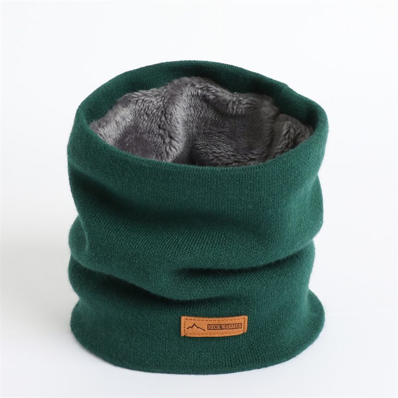 新款纯色针织围脖男女秋冬百搭套头护颈脖套加厚保暖脖套围巾户外