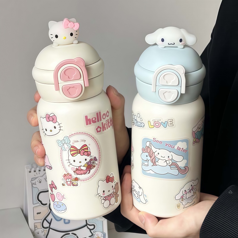 双饮杯子保温杯女生2025新款高颜值学生上学专用吸管水杯情侣