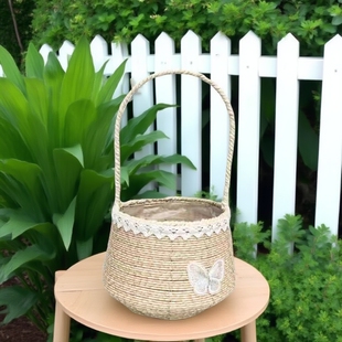 鲜花花篮藤编草编手花篮编织塑藤装饰摆饰干花插花礼品篮伴手摆台