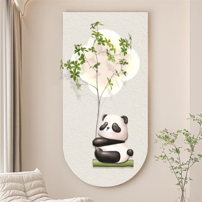 奶油风入户玄关装饰画鹿挂画x轻奢高级感立体砂岩实物画氛围壁灯图片