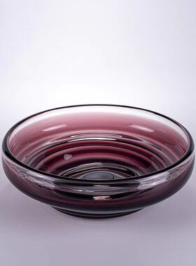 现代简约艺术紫色果盘家居玻璃装饰品创意摆件高端精致工艺品批发