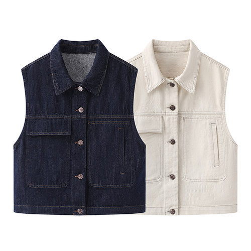 2025秋季新款时尚休闲简约翻领单排扣百搭马甲