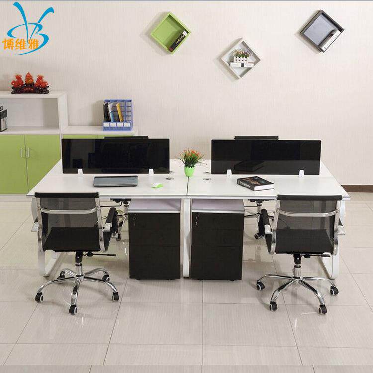 职员办公桌屏风办公桌简约现代员工桌工作位干字型4人位办公家具