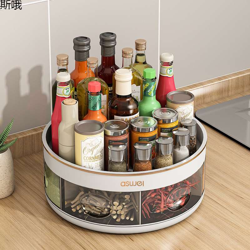 厨房调料盒一体多格调味料佐料收纳台面旋转调料油盐酱醋瓶置物架