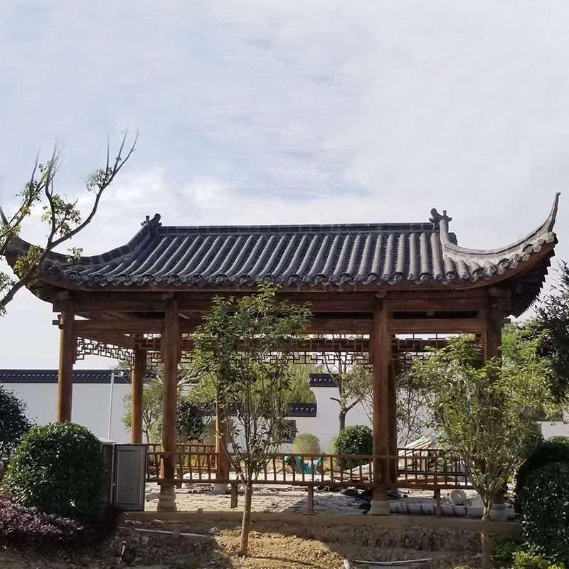 仿古凉亭 古建防腐木亭子实木门楼 户外庭院实木六角凉亭