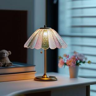 法式中古蝶梦台灯复古彩色琉璃高级感卧室床头灯美式轻奢氛围台灯