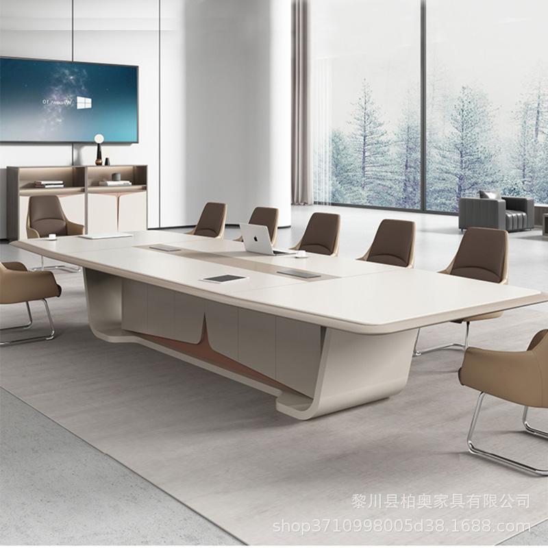 中大型烤漆会议桌长桌现代简约会议室开会桌条形洽谈接待桌