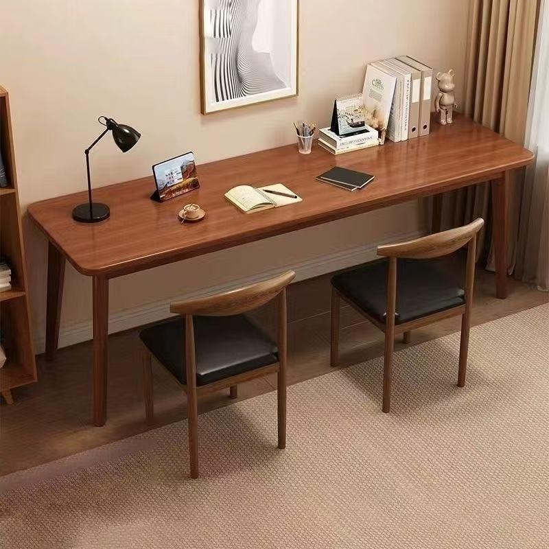 长条桌子靠墙窄桌子长方形办公桌双人书桌家用电脑桌实木腿工作台