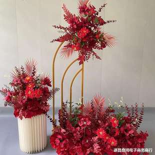 新款婚庆地排花仿真绢花成品装饰花排舞台T台路引婚礼迎宾区花艺