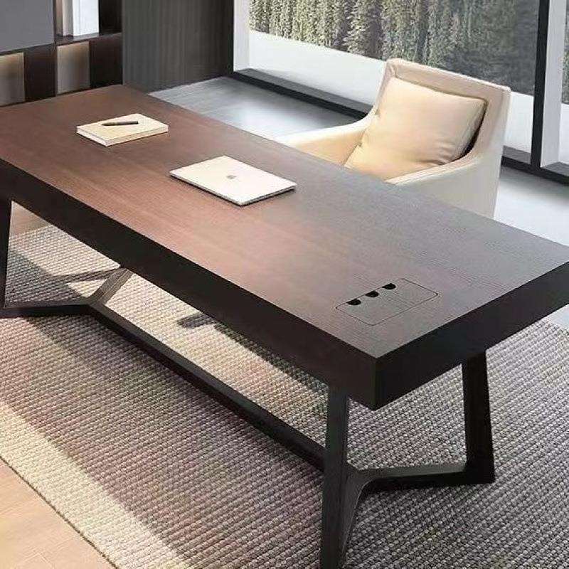 意式极简实木书桌电脑桌现公桌简约书房家用卧室写字台