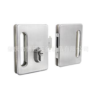 锁具工程配套五金304双开无框办公室玻璃移门锁中央