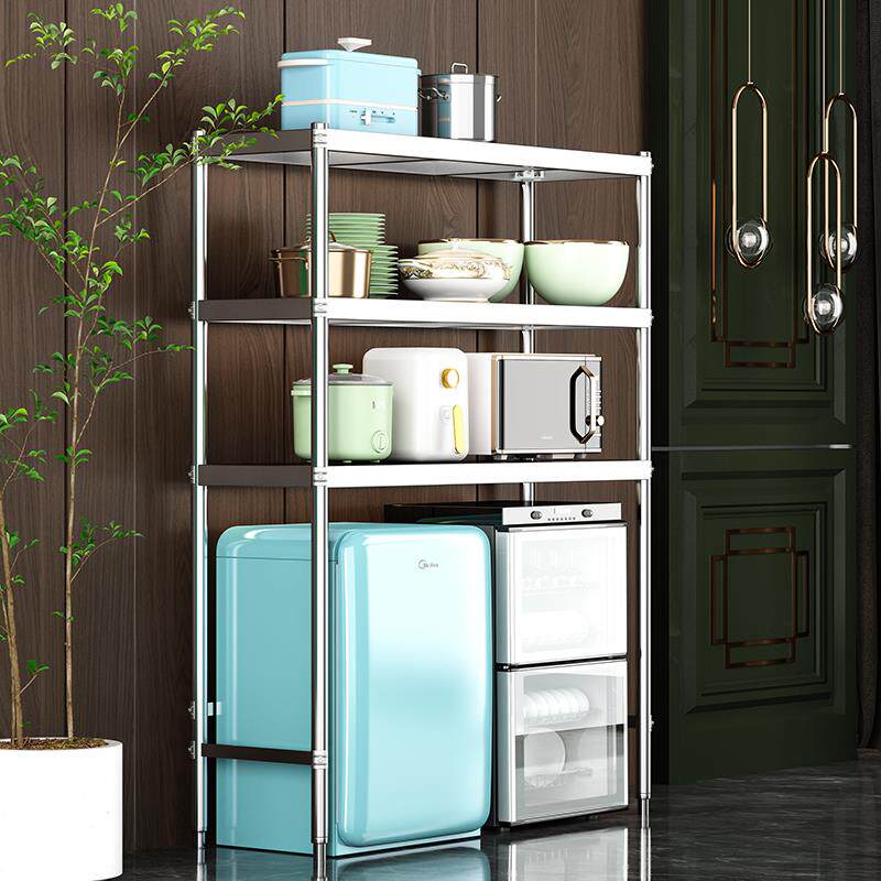 A9L厨房置物架消毒柜上方冰箱架子不锈钢收纳碗盘洗碗机储物落地