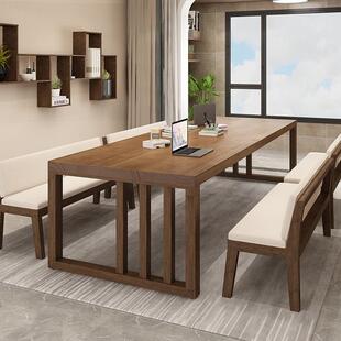 实木客厅大长书桌工作台家用写字桌多人学习桌原木办公桌会议桌