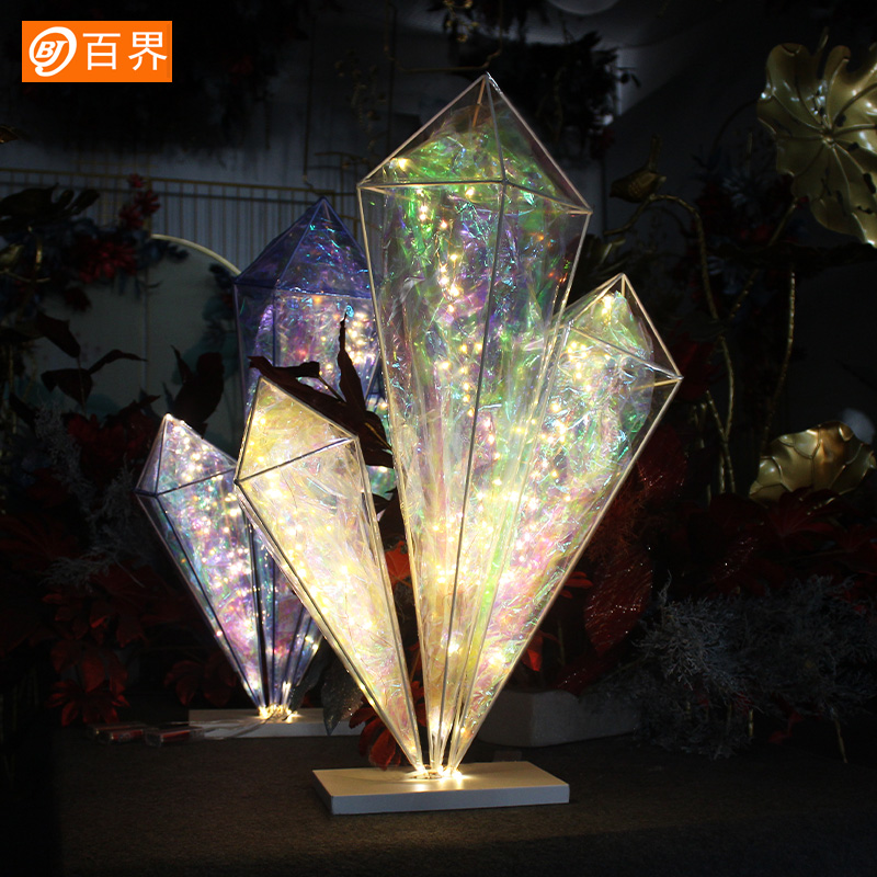 新款婚庆道具铁艺t台路引灯星空婚礼舞台现场布V置装饰冰柱花器