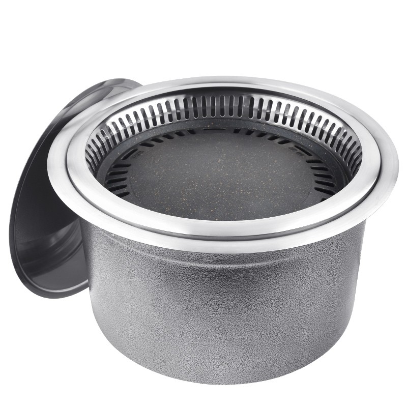 商用电烤炉韩式自助餐厅烤炉下排烟烤肉炉圆形镶嵌烤炉红外线节能