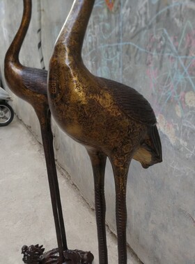 铜器特大号纯铜龙龟铜仙鹤蜡台烛台油灯灯台灵芝鹤家居客厅摆件