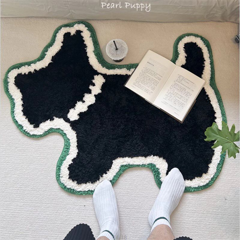 卧室床边毯新款卡通小狗异形防滑防尘耐磨地垫客厅书房仿羊绒地毯