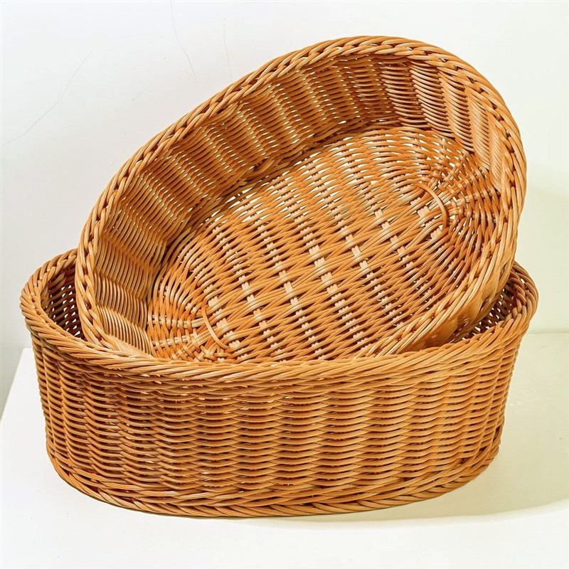 W22005拍一发三仿q藤手工椭圆家用储物零食杂物篮收纳篮收纳筐酒