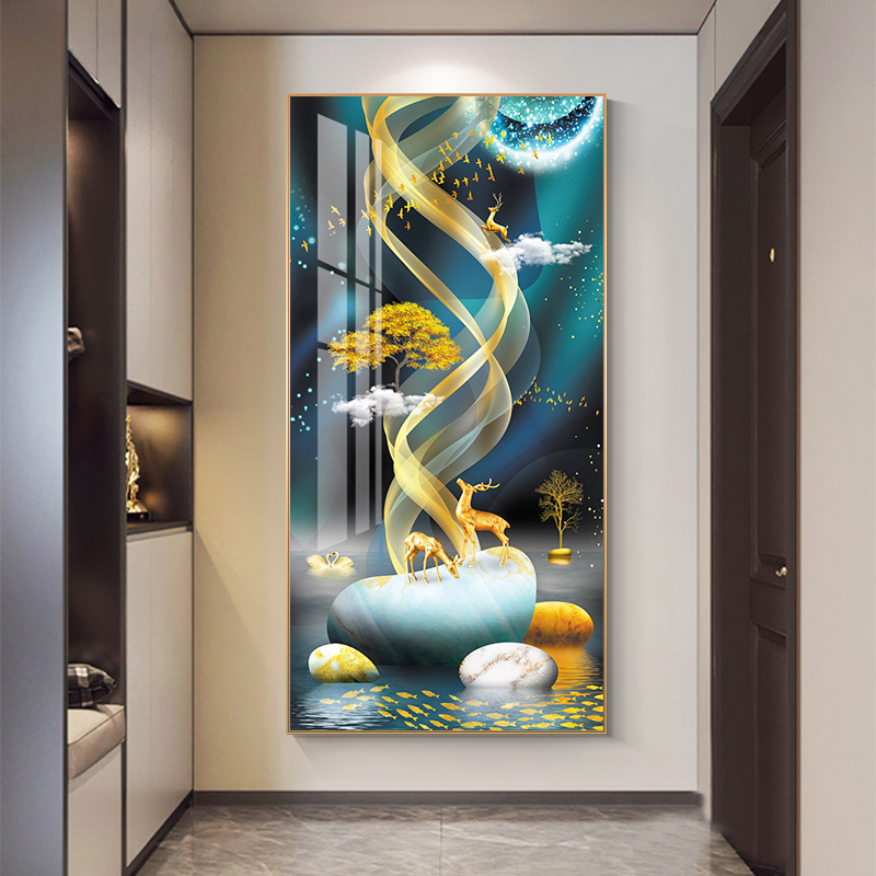 5d钻石画时f来运转贴砖十字绣钻石绣2022满钻新款客厅麋鹿玄关轻