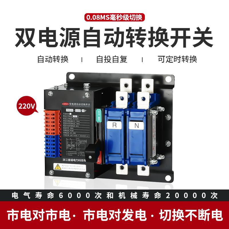 双电源自动转换开关FMQ4G-100A大功率2P双相切换开关PC级转换器
