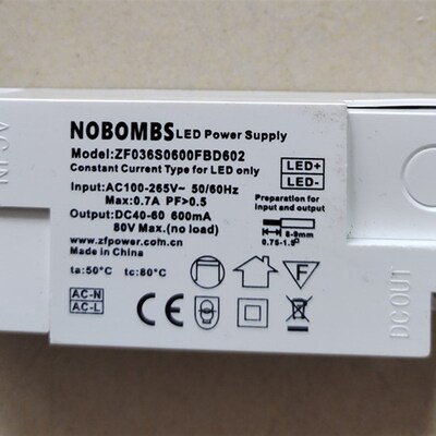 ZF036S0600FBD602电源驱动变压器DC40-60V600mA毫安驱动LED36W电