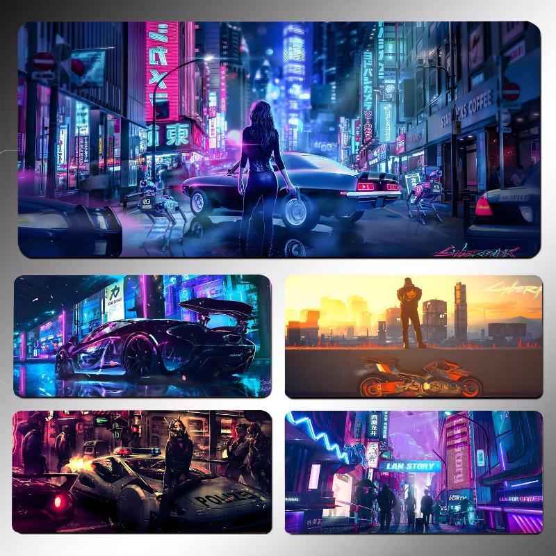 赛博朋克2077超大号鼠标垫动漫游戏电竞键盘垫办公桌面垫锁边桌垫