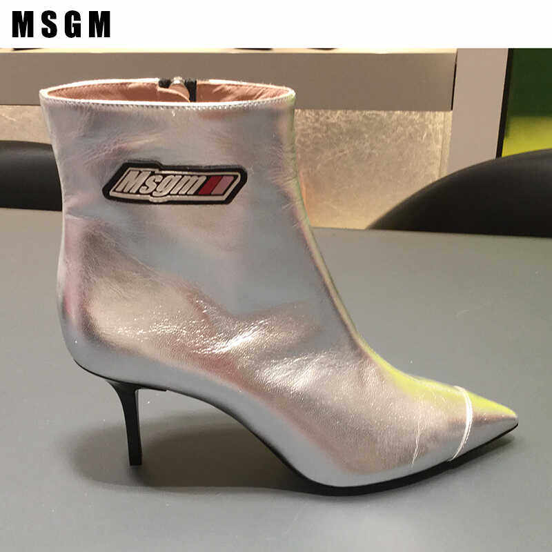 舒适尖头细跟显瘦小短靴MSGM