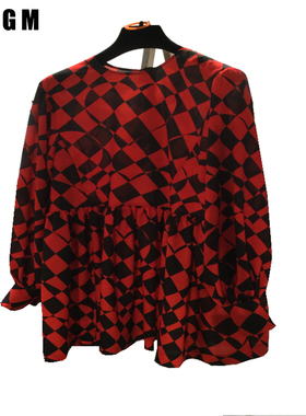 孤品特价MSGM 时尚休闲舒适百搭潮流印花 女士连衣短裙 红色