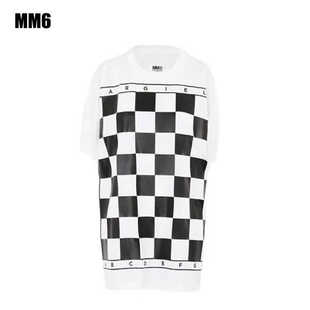 T恤 MM6棋盘印花休闲百搭圆领套头透气短袖