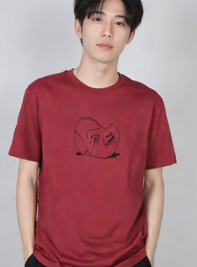 全新未使用 意大利奢侈品牌 MSGM 时尚休闲男式短袖圆领T恤 红色