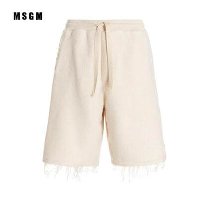 MSGM纯色抽绳系带合身直筒短裤