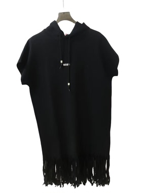 MSGM女士时尚休闲流苏设计感短袖针织长款裙子