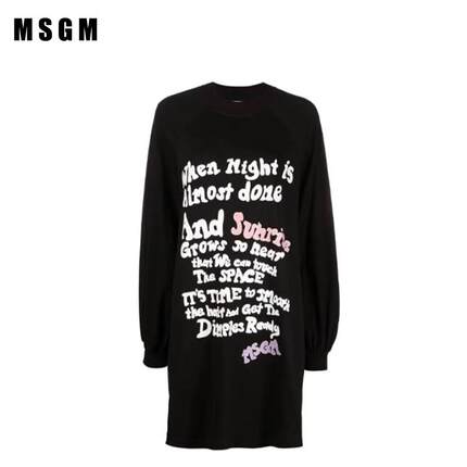 MSGM圆领套头百搭舒适长袖卫衣裙