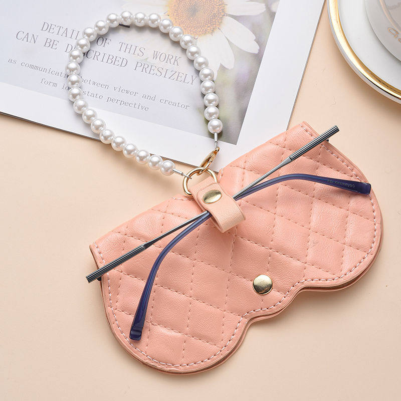 小香风便捷式眼镜保护套时尚太阳眼镜袋女款墨镜包挂绳眼镜收纳盒