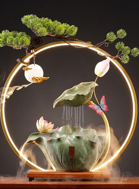 新中式流水摆件循环水客厅玄关禅意招财家居装饰创意开业乔迁礼品