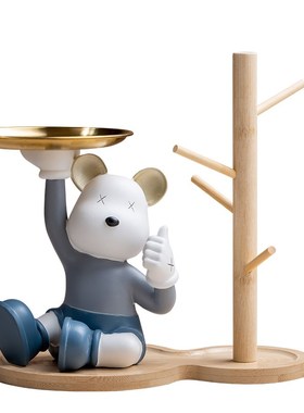 进门钥匙挂架入户玄关收纳摆件轻奢暴力熊客厅卧室挂钩装饰置物架