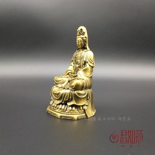 合金铜莲花观音摆件 铜带底座净瓶观音菩萨小铜佛造像佛祖