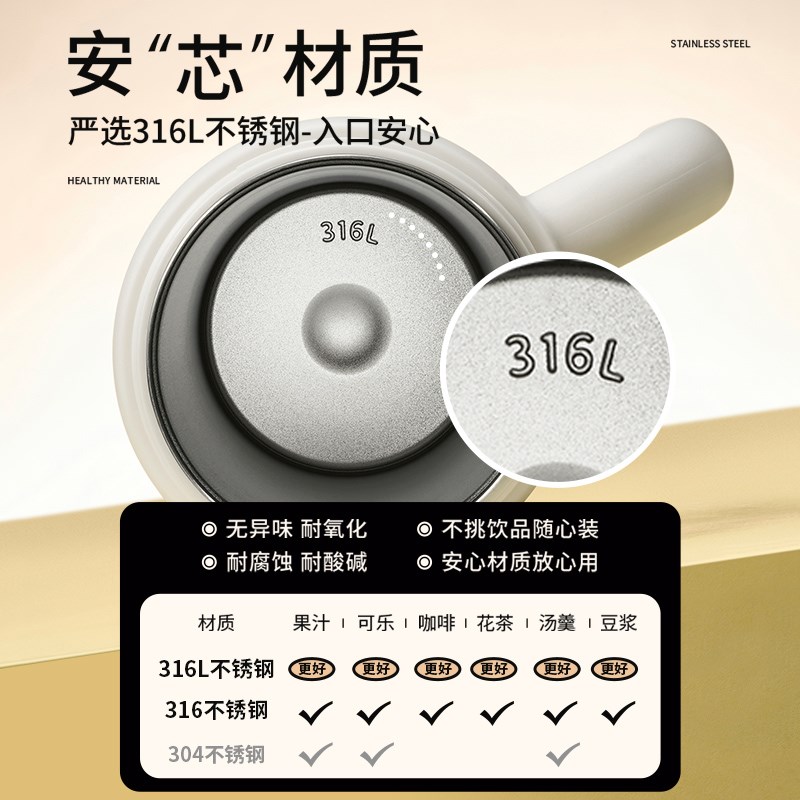 316不锈钢双饮保温杯女2025新款咖啡杯子网红便携高颜值吸管水杯