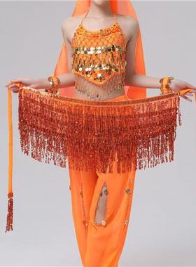 Cheap Sparkling Belly Dance Hip Scarf Shawl Sequins Fringe W