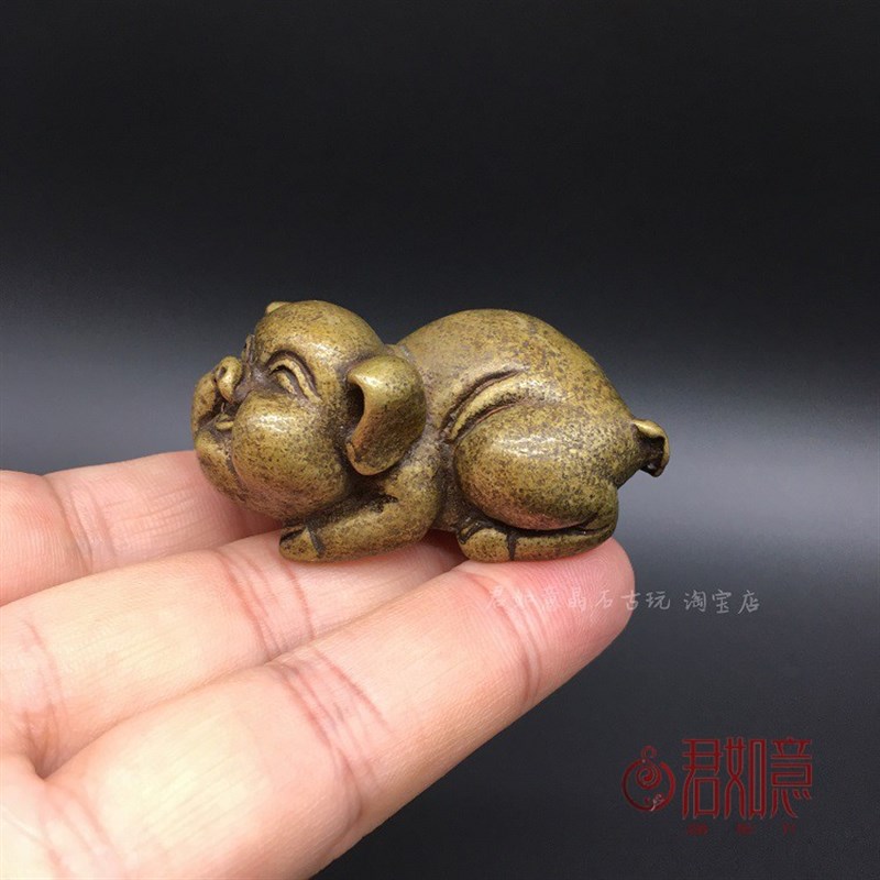 纯铜十二生肖小猪金猪摆件实心铜福猪手把件可爱小猪小摆件铜镇纸