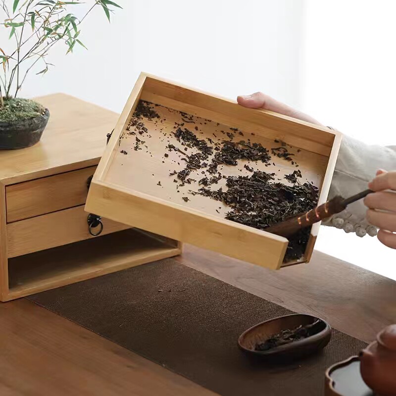 极速普洱茶盒包装礼盒竹制茶道零配实木分茶盘功夫开茶盘茶饼盒抽