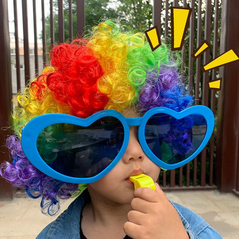 新品儿童假发爆炸头彩色头套小丑头发搞笑头饰表演道具幼儿园演出