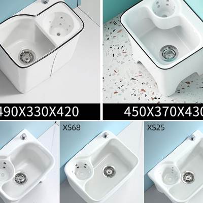 地拖桶陶瓷自动拖把池家用落地式拖布池化妆室旋转带沥水篮一体式