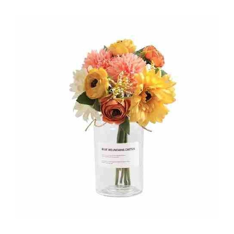 2021仿m真假花花束床头柜摆设干花花瓶北欧玻璃瓶摆件客厅卧室创