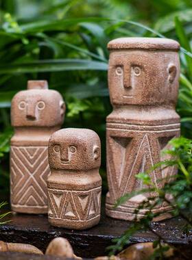 极速掬涵远古风格雕像摆件几何艺术仿石像装饰人像陈设庭院花园别