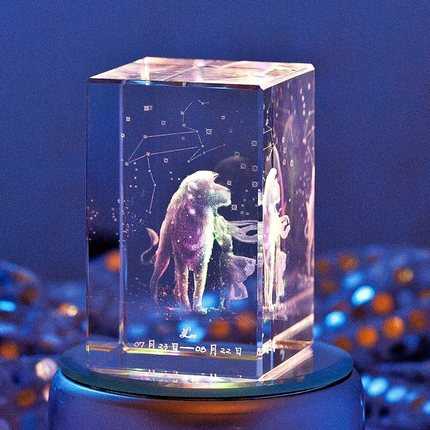 极速八水晶旋转水晶球发音盒十二星座音乐盒男送女友闺蜜创意生日
