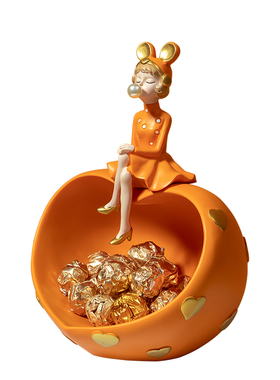 客厅轻奢泡泡女孩托盘放钥匙收纳摆件家居玄关电视酒柜桌面装饰品