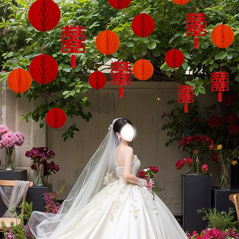 好货结婚庭院子挂饰婚庆盆栽植物装饰挂件婚房布置绿植盆景喜字挂