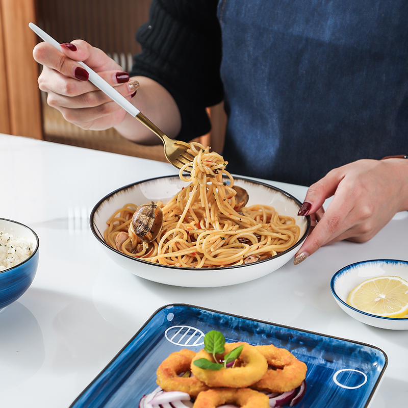 轻奢碗碟套装家用日式网红餐具汤碗创意简约北欧碗盘碗筷盘子组合