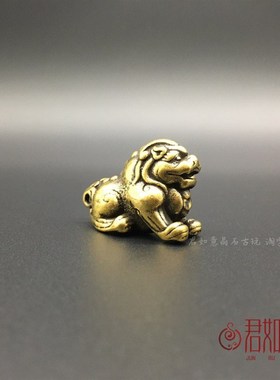 实心黄铜貔貅小挂件 兽铜钱貔貅手把件铜饰钥匙扣